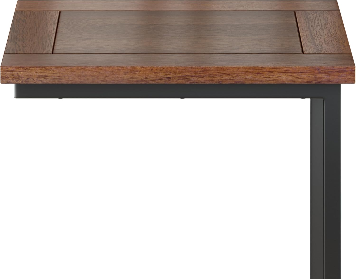 SIMPLIHOME Skyler 18" Wide Solid Wood C-Side End Table in Dark Cognac Brown | Industrial slide-under accent table with open frame, assembled; perfect for living rooms as a side table or sofa table.