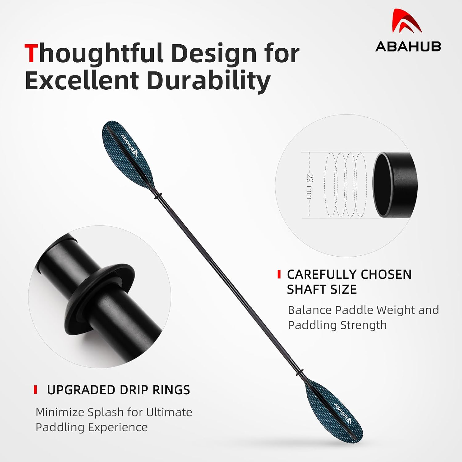 Abahub Kayak Paddle with Free Leash 220-240cm Kayaking Oars