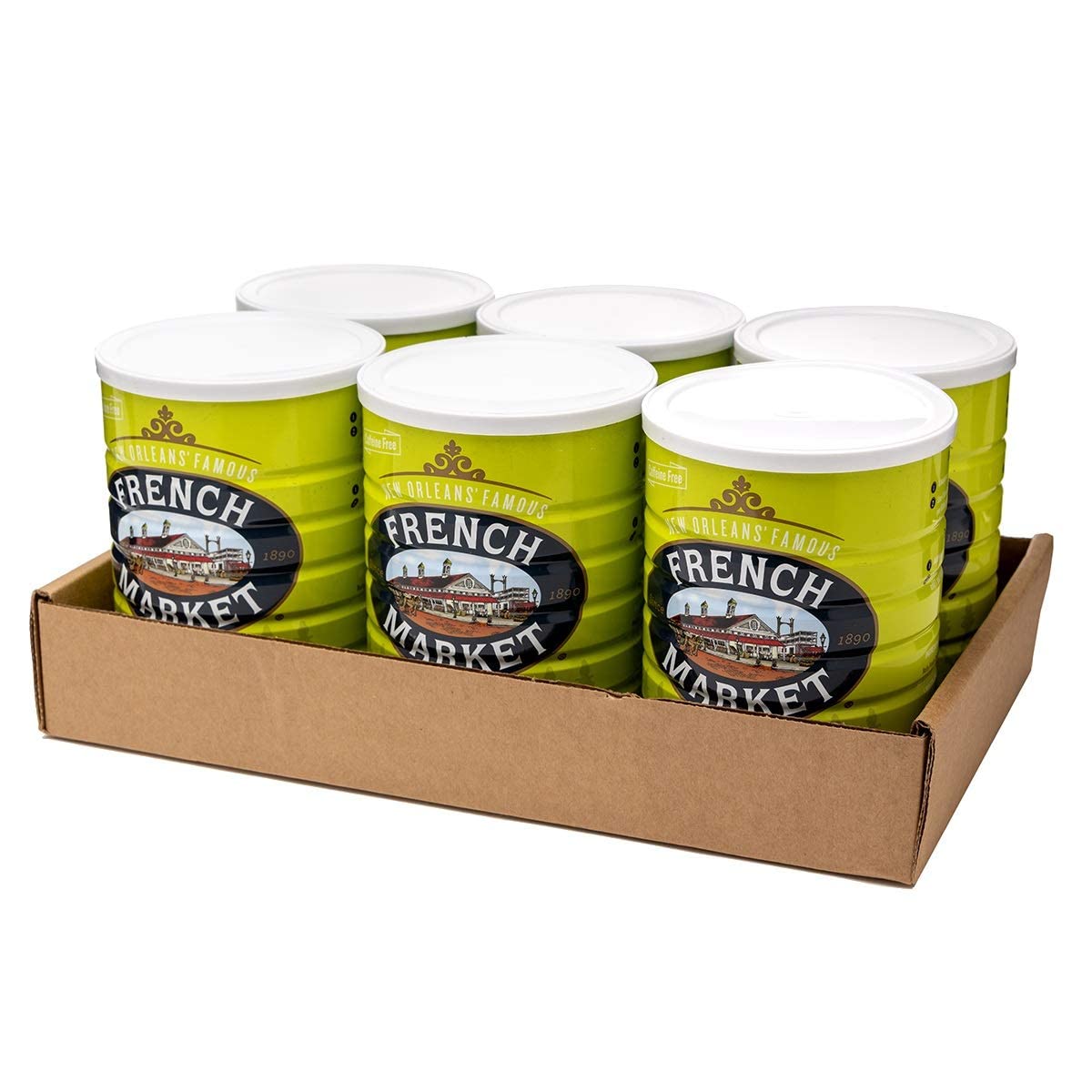 French Market Coffee & Chicory Dark Roast Ground Coffee, 12oz Can (Pack of 6)