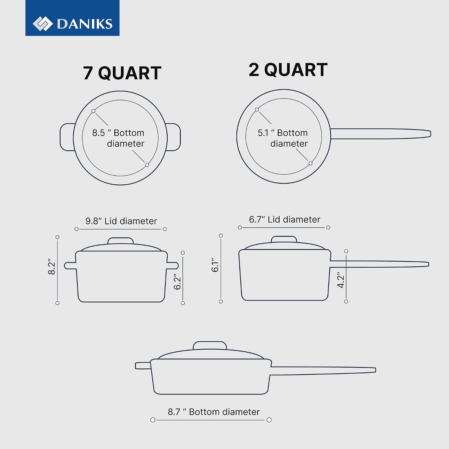 Daniks Modern 4 Quart Stainless Steel Stock Pot with Glass Lid, Tri-Ply Bottom for Even Heating, Induction Compatible, Dishwasher Safe