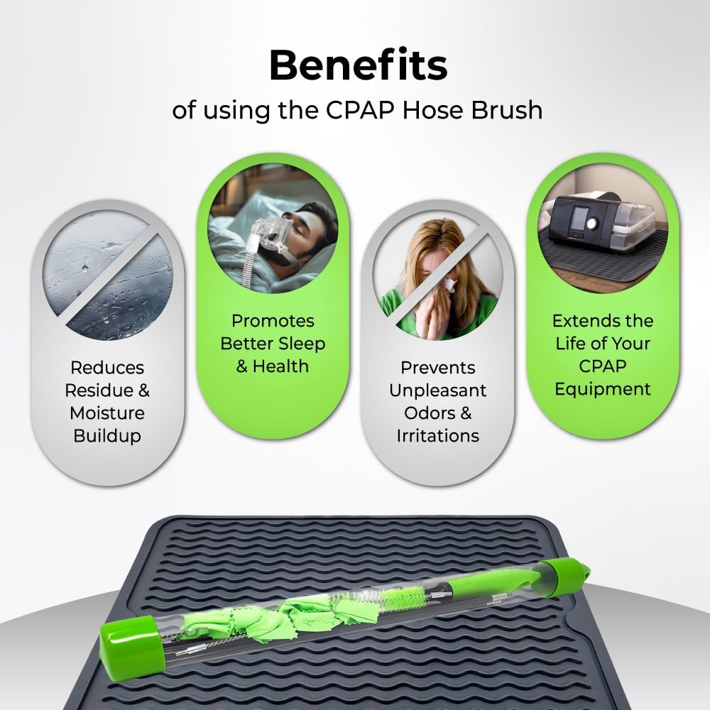 Purdoux 2-in-1 CPAP Hose Brush Tube Cleaner & Dryer for 22mm & 15mm Hoses | 6-Piece Adjustable Stem Up to 6.5ft, Soft Nylon Bristles