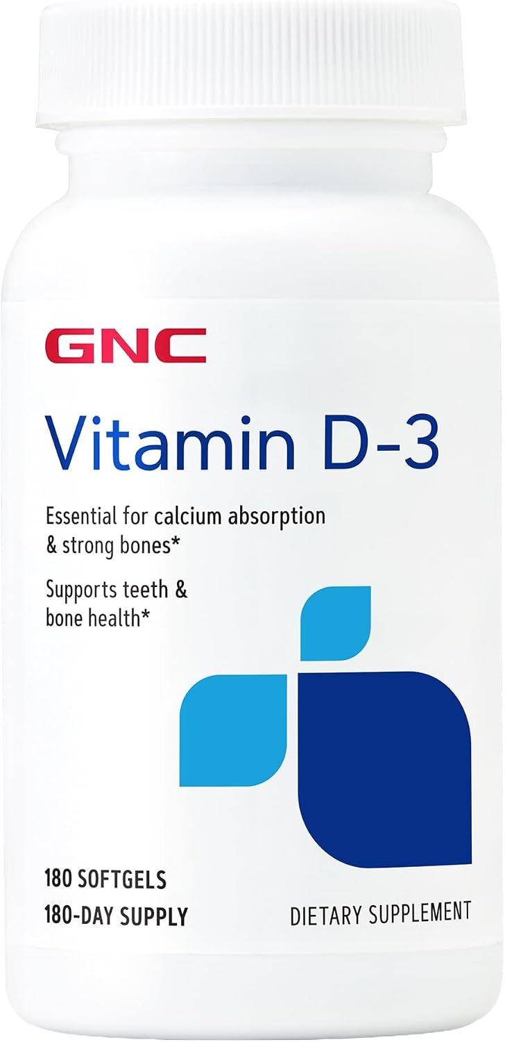 GNC Vitamin D3 50mcg Supplement, 180 Softgels, 180 Servings