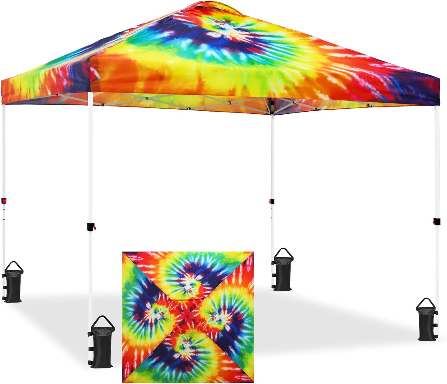 EAGLE PEAK 10x10 Pop Up Canopy Tent Easy Up Canopy Outdoor, White | Patented PeakPush™ Center Lock, 1 Person Setup Portable Pop Up Tent, Beach, Markets, Camping Sport Events, Wheeled Carry Bag