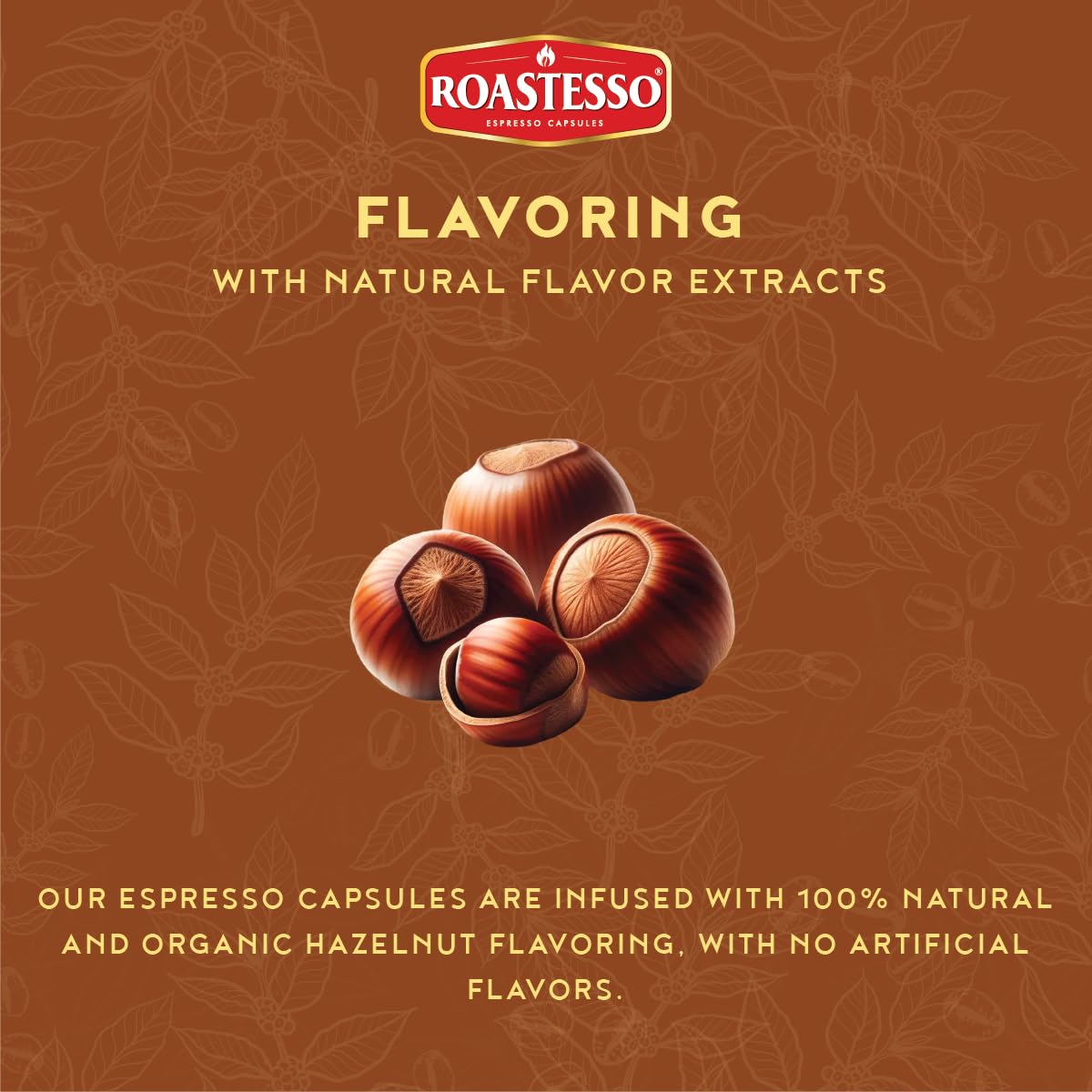 Roastesso, Aluminum Espresso Capsules, Flavors Variety Pack, Natural Flavored Coffee Pods with French Vanilla, Caramel, Chocolate & Hazelnut