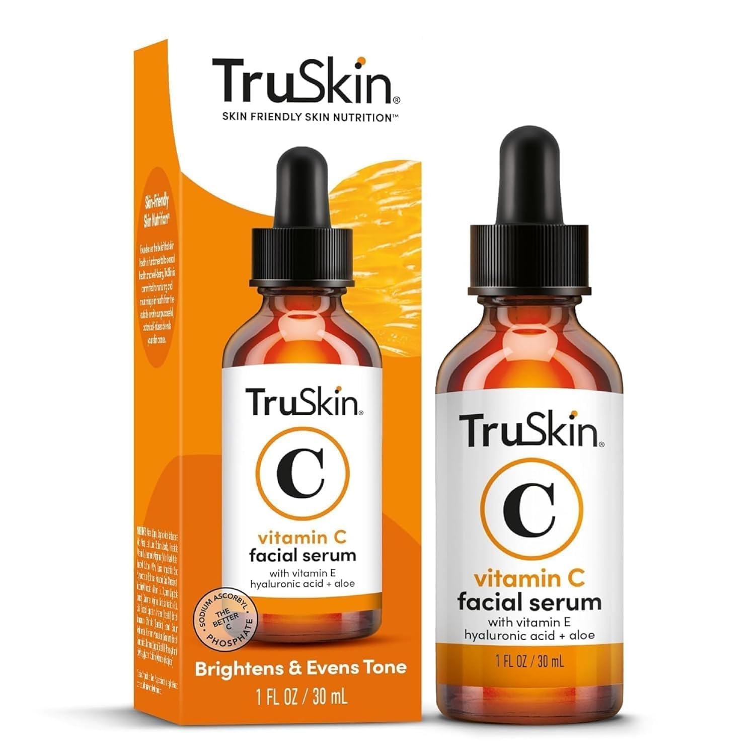TruSkin Brightening Vitamin C Serum for Face with Hyaluronic Acid, 2 fl oz | Anti aging face serum with Vitamin E to improve the look of dark spots, fine lines, skin tone & support radiant-looking skin
