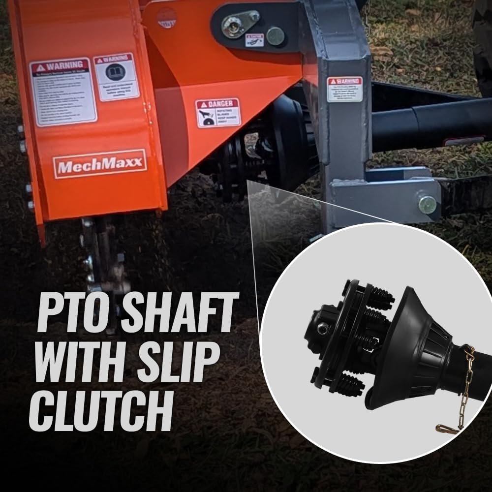 MechMaxx Heavy Duty 3-Point PTO Powered Stump Root Grinder For 15-45HP Tractors With 34 Carbide Teeth, 6'' Cutting Depth, 24'' Flywheel Diameter, Model SG24 Orange