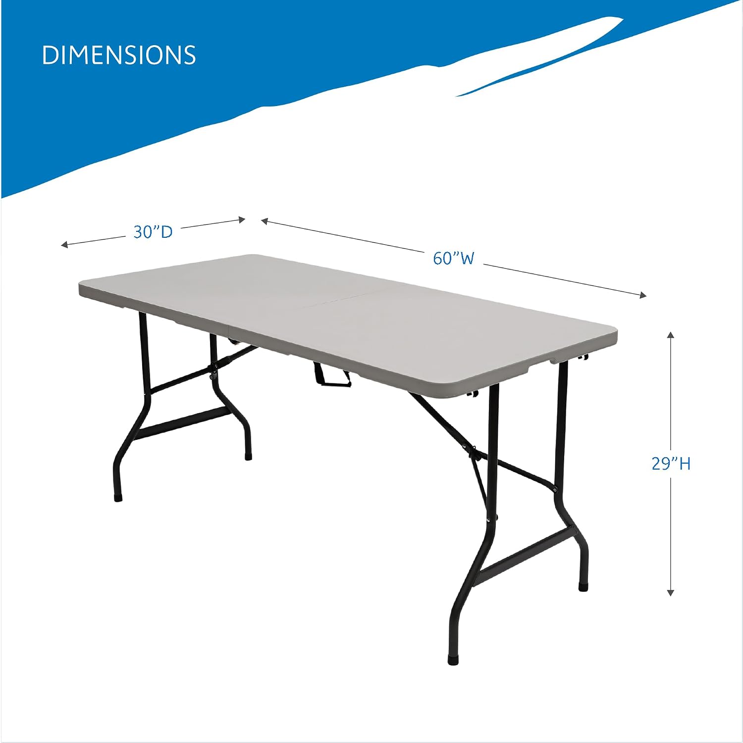 Iceberg IndestrucTable Classic Center-Folding Table, 5 ft, Platinum Granite | Measures 60" x 30" x 29", holds up to 250 lbs, indoor and outdoor use, center-folding for easy carry, ideal for camping