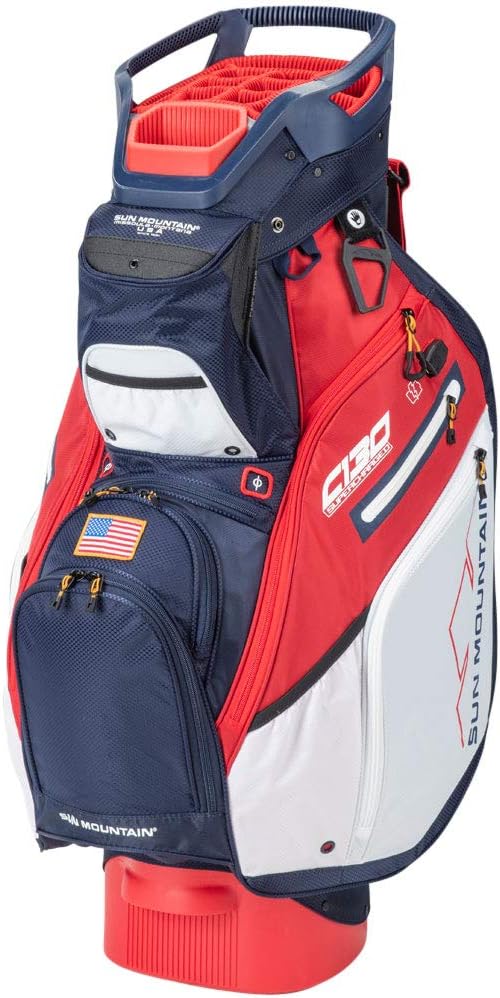 Sun Mountain Golf 2020 C-130 Cart Bag (Navy-White-RED, C-130 CHRG)