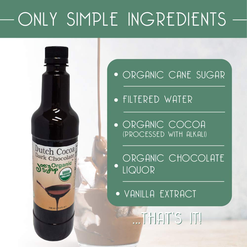 Joe’s Syrup Organic Flavored Syrup, Organic Strawberry, 750 ml | Vegan, gluten-free, Non-GMO, no HFCS; for cocktails & desserts