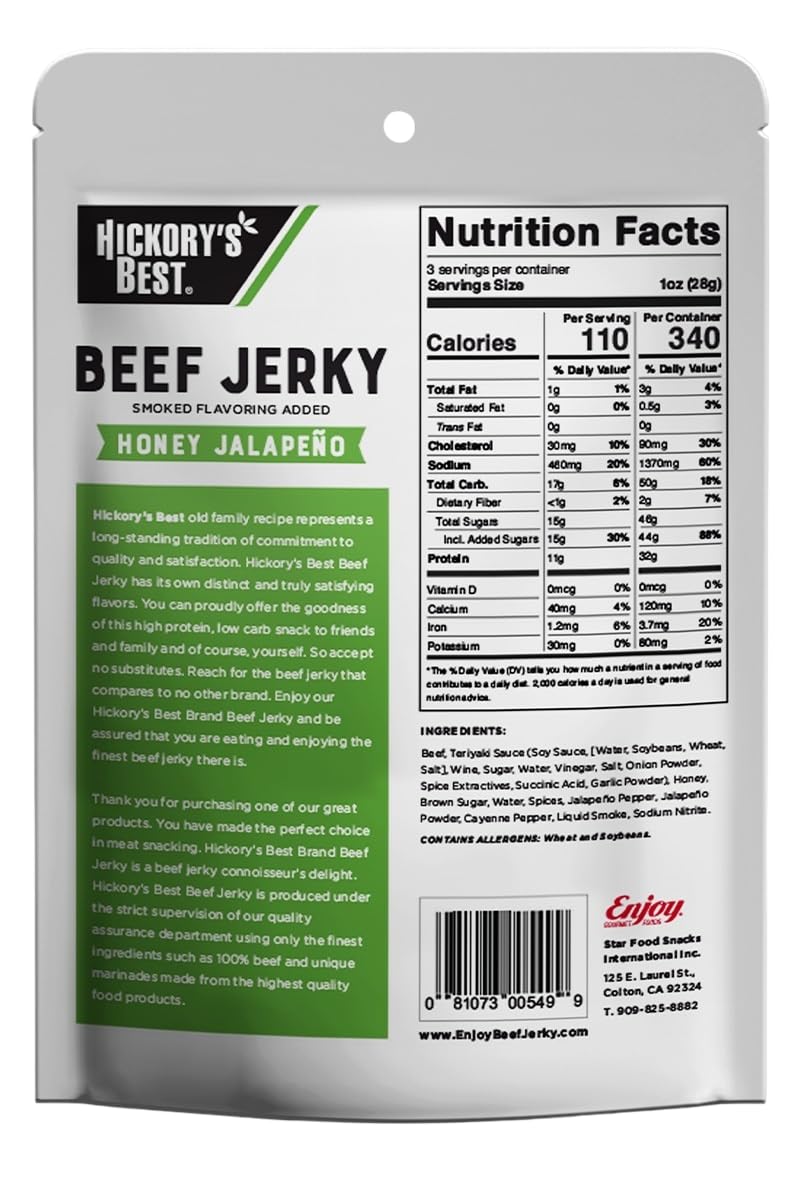 Enjoy Peppered Beef Jerky 8 oz (Pack of 1) | High Protein | No Nitrites