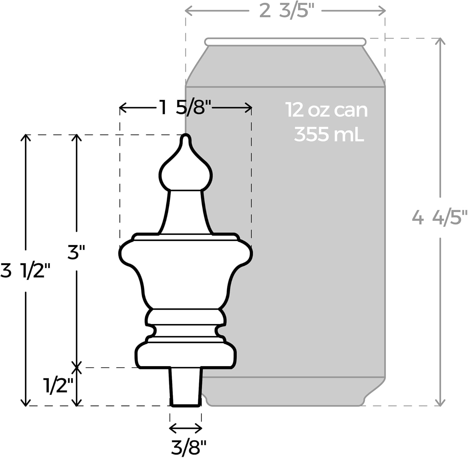 Turned Birch Wooden Finial | 3 1/2 Height | Unfinished Wood Finials for Crafts, Decorative Finials for Birdhouse, Grandfather Clock, Curtain Rod