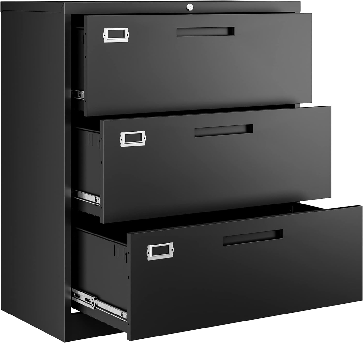 Lateral 3 Drawer File Cabinets with Lock, Metal Filing Storage Vertical Cabinets