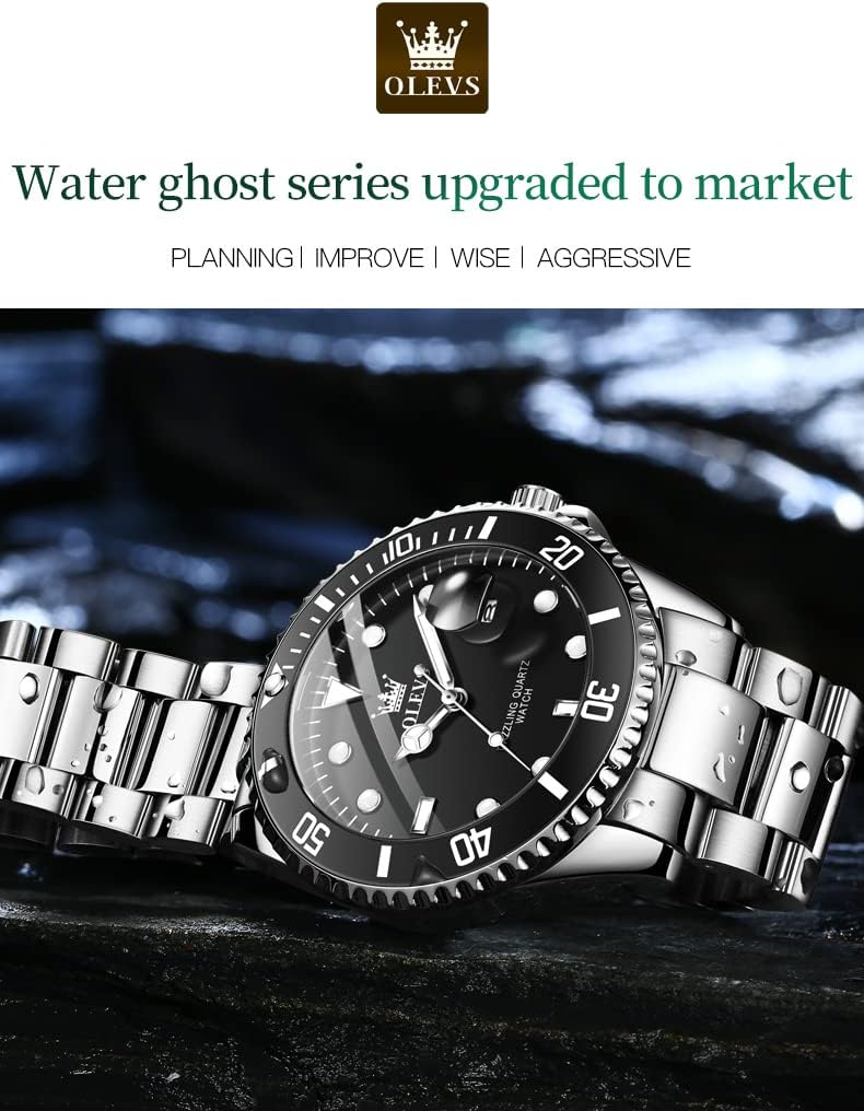 OLEVS Watches for Men,Classic Luxury Big Face Men Watches, Silver Dress Stainless Steel Men Wrist Watch with Luminous Analog Relojes para Hombres