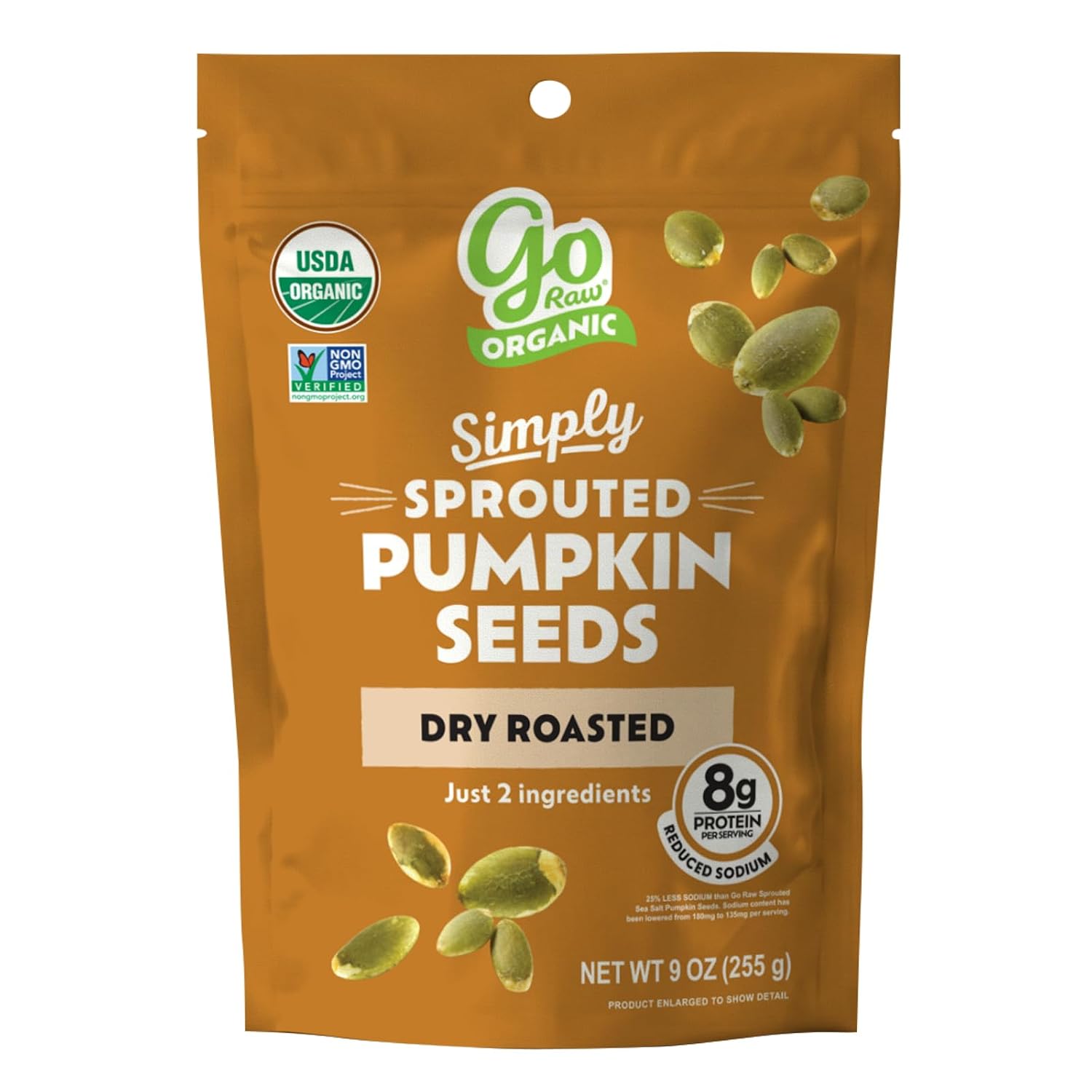 Go Raw Organic Sprouted Pumpkin Seeds - Sea Salted Pepita Snack | Keto, Non-GMO, Vegan, Gluten-Free, Kosher, Paleo, Protein-Packed Superfood, Healthy Vegan Snack for Adults and Kids, 14oz Bag