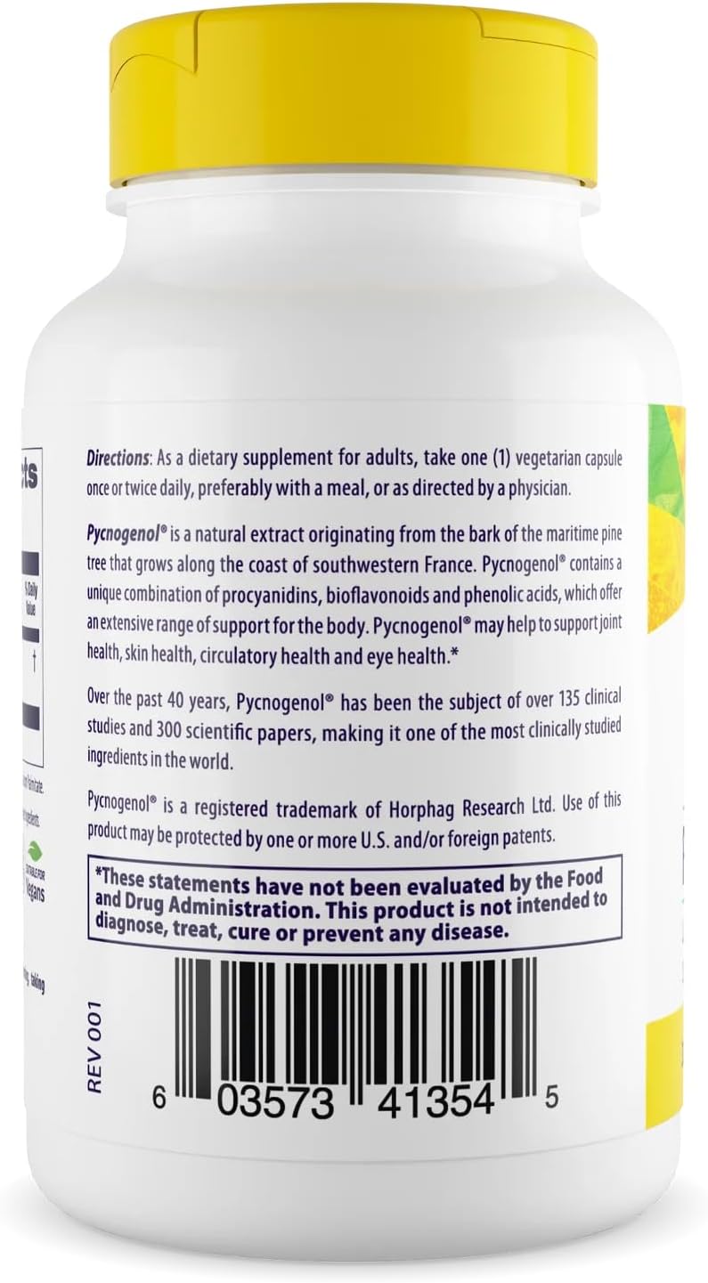 Healthy Origins Pycnogenol Pine Bark 100 mg, 60 Veggie Caps