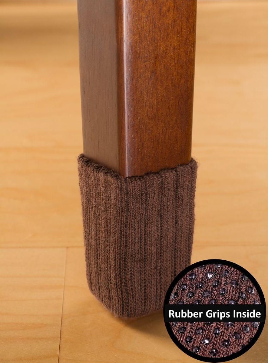 Small/Chocolate Brown, NancyProtectz Patented with Grips/Chair Leg Floor Protectors. The Original Furniture Sock