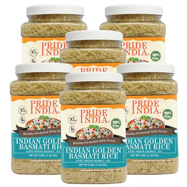 Pride Of India - Extra Long Indian Basmati Rice - Naturally Aged Aromatic Grain, 1.5 Pound Jar