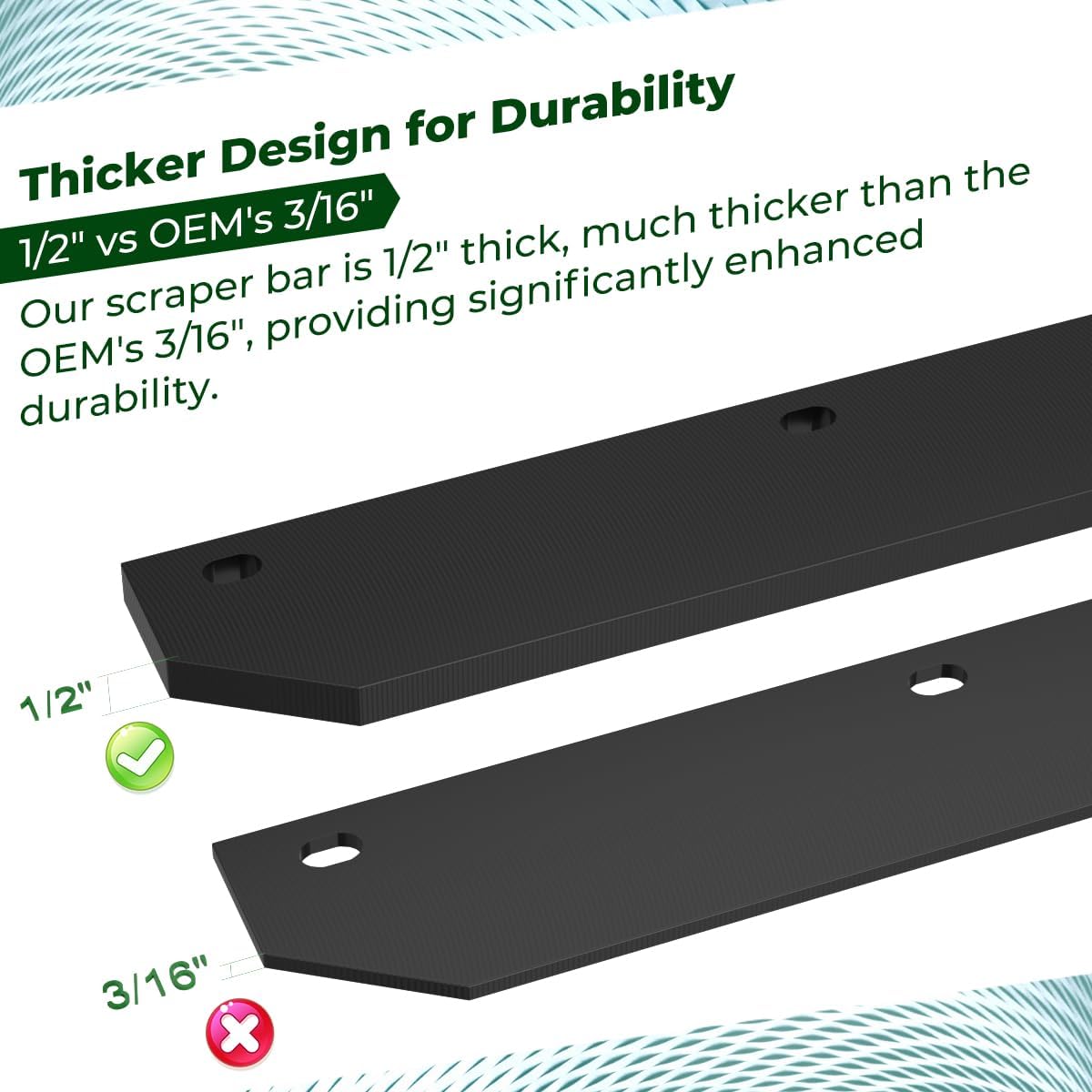 1/2" Poly Cutting Edge Scraper Bar For John Deere 54" Blade M75679 | Fits For John Deere 54" Front Mount Snow Blade Replaces M75679 Two-Part