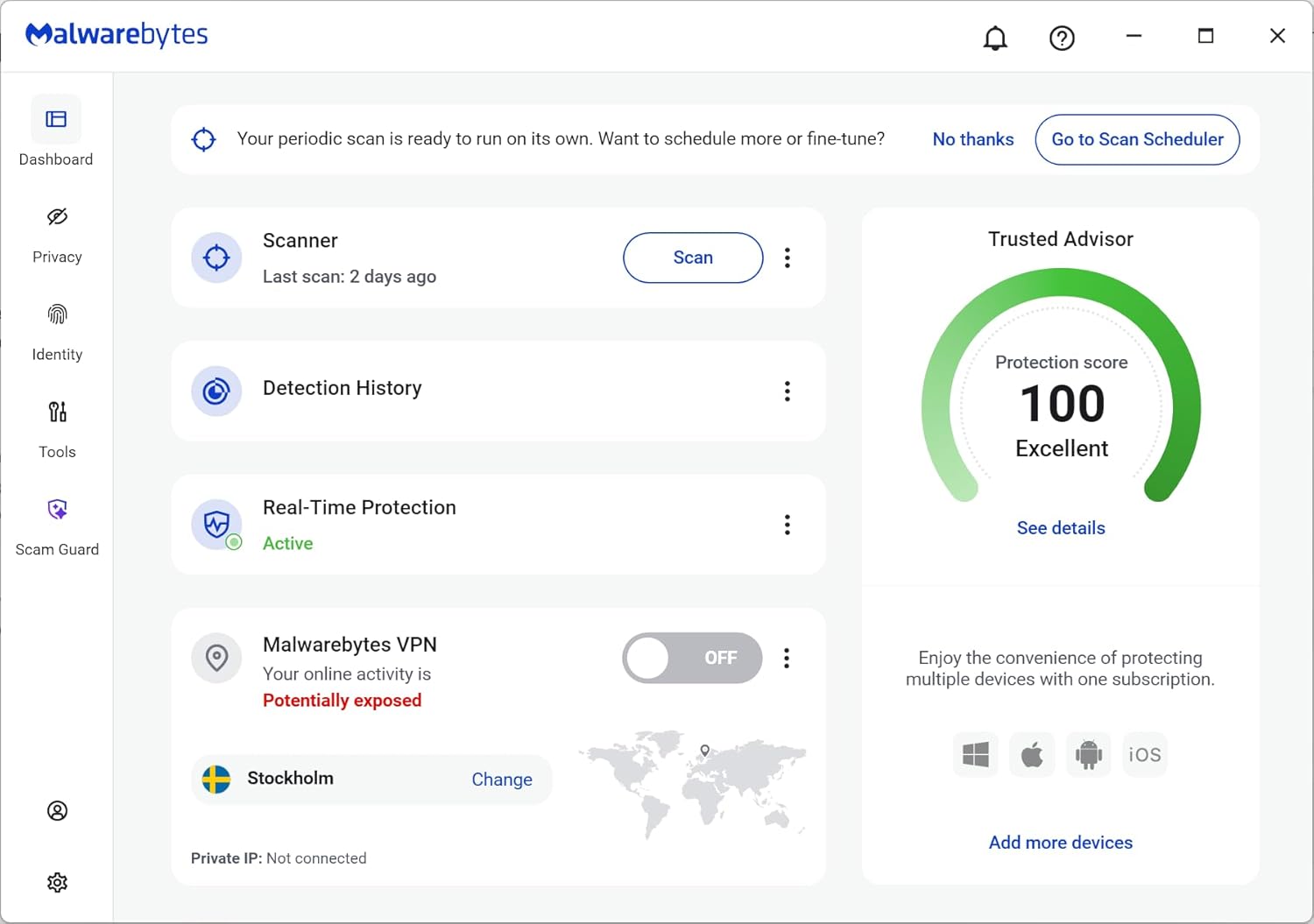 Malwarebytes Standard, Premium Security | 1 Year, 5 Device | Windows, Mac OS, Android, Apple iOS, Chrome [Online Code]