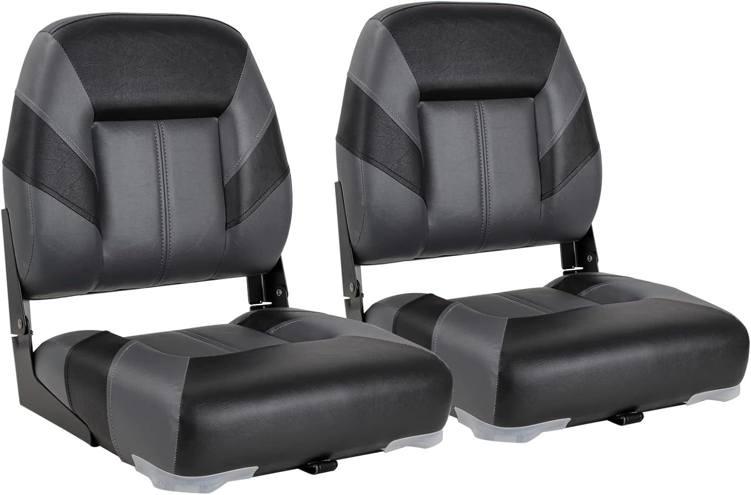 NORTHCAPTAIN T1 Deluxe Low Back Folding Fishing Boat Seats 2 Pack - Premium Bass/Jon/Pontoon Boat Chairs,4 Mounting Screws Included