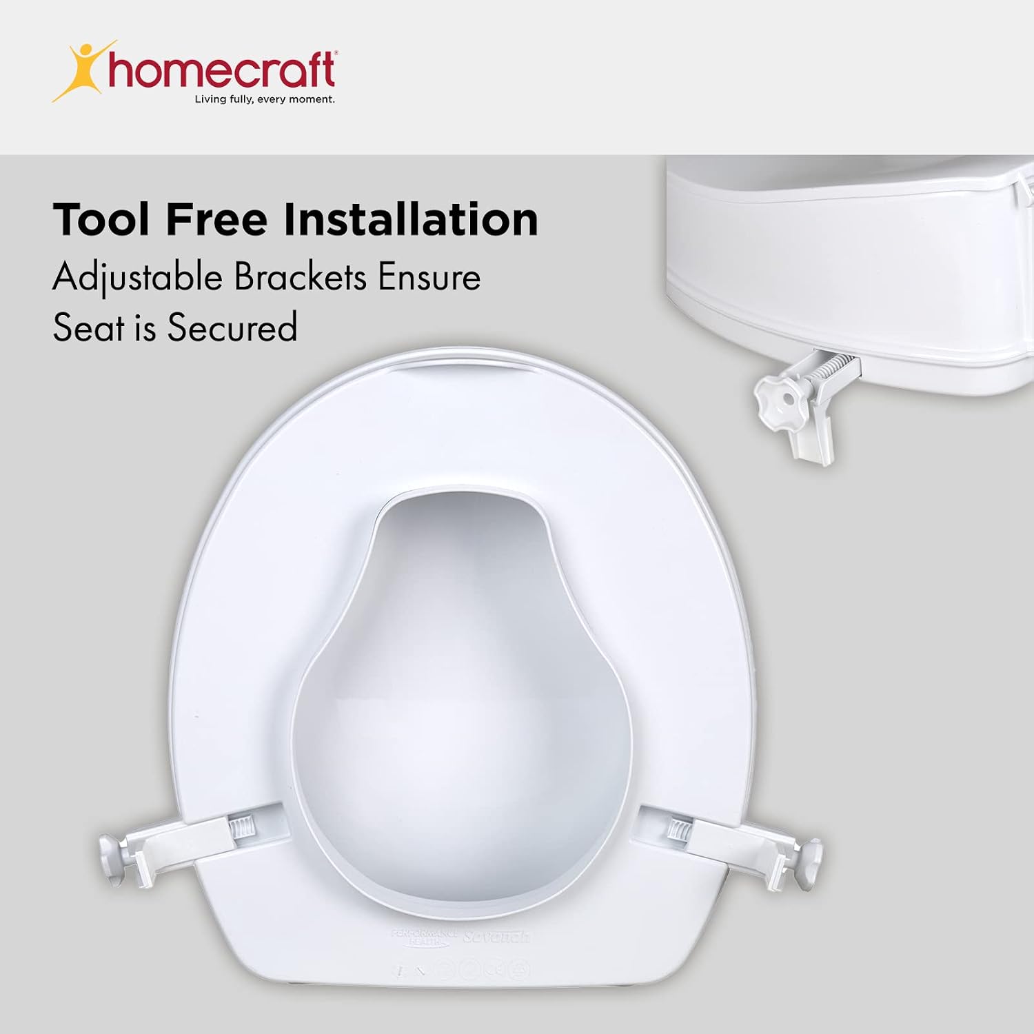 Homecraft Savanah Raised Toilet Seat 2" with Lid, Elongated & Elevated Lock Seat Support for Elderly, Handicapped and Disabled Users, White Colour | Elevated toilet seat riser for seniors and elderly; universal fit for most standard toilets, portable and…