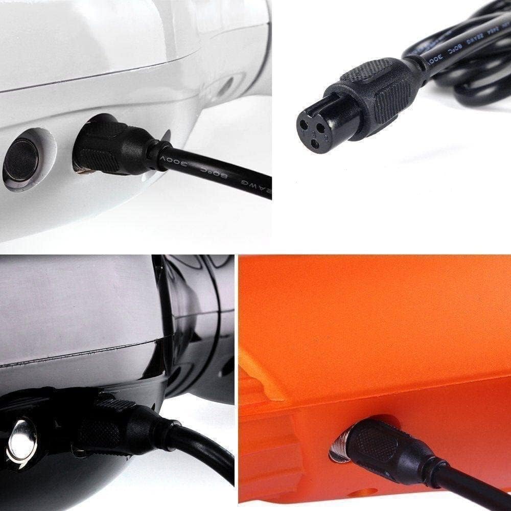 36V 1.8A Female 3-Pin XLR Lead Acid Battery Charger with 3-Prong Inline Power Supply Cord for 36V Boreem Jia, Minimoto, Rad2Go, Electric Scooter, ATV