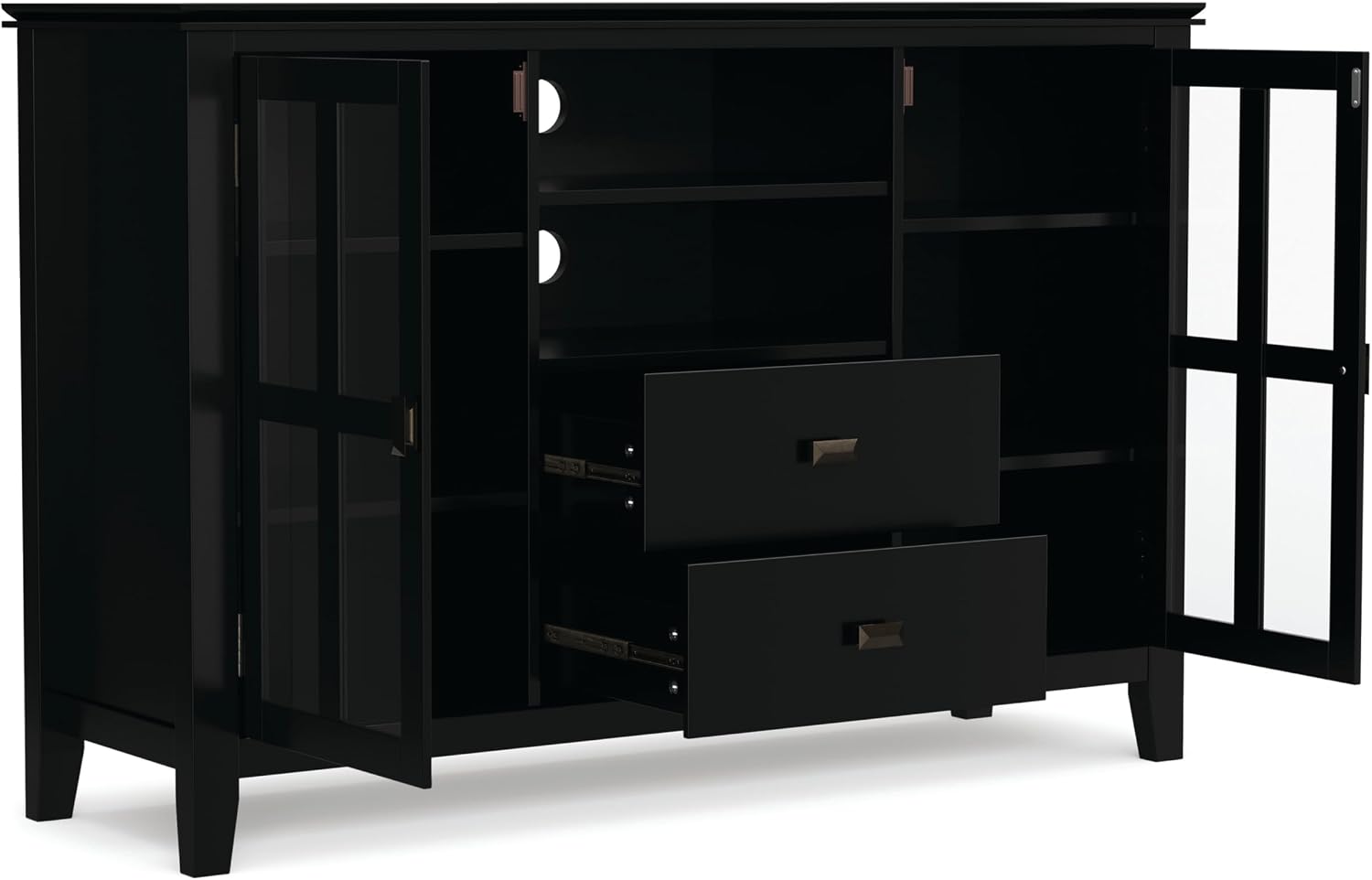 SIMPLIHOME Artisan 53" Wide Solid Wood TV Stand in Russet Brown