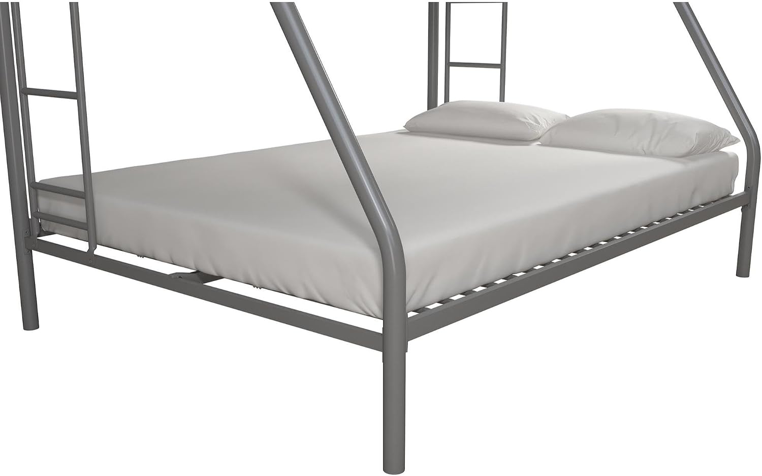 DHP Twin-Over-Futon Convertible Couch and Bed with Metal Frame, Ladder and Guardrails - Black