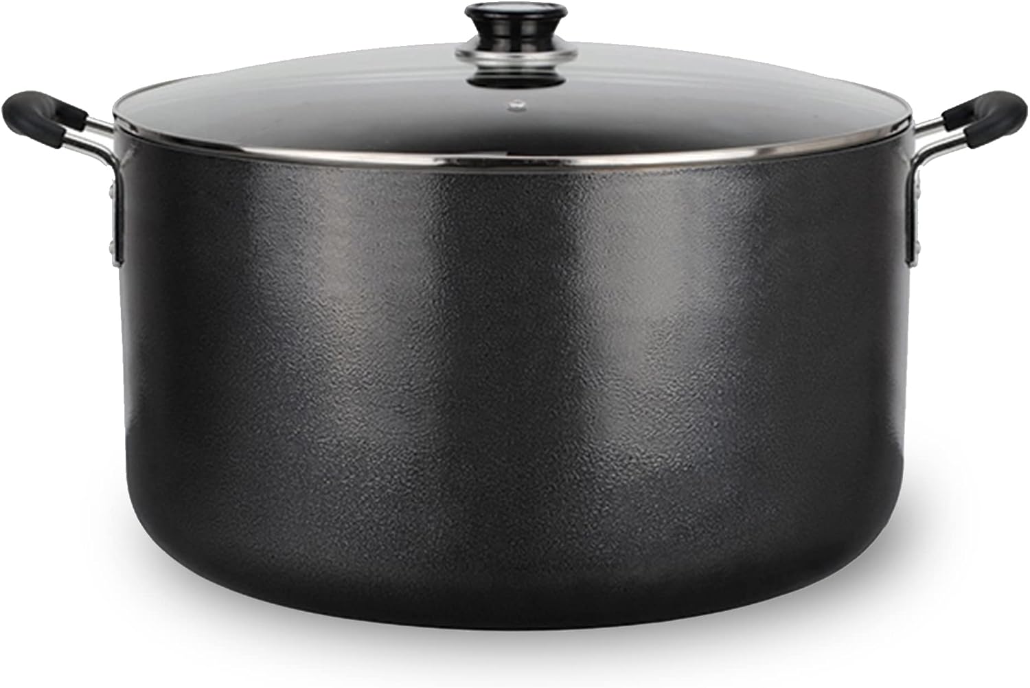 Alpine Cuisine 4 Quart Non-stick Stock Pot with Tempered Glass Lid and Carrying Handles, Multi-Purpose Cookware Aluminum Dutch Oven for Braising, Boiling, Stewing