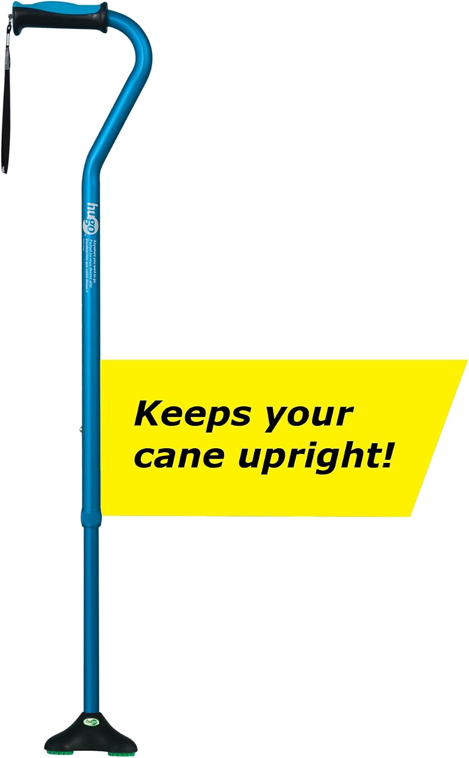 Hugo Mobility Adjustable Offset Quadpod Cane with Stable Tip, Smoke | Offset Quadpod Cane Features an Ultra Stable Tip for Confident, Everyday Walking Support and Balance