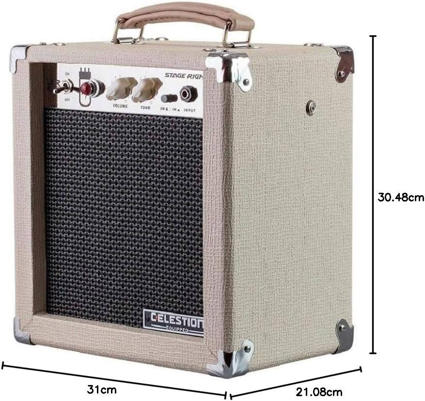 Monoprice 1x8 Guitar Combo Tube Amplifier with Celestion Super 8 Inch Speaker - Tan / Beige 5-Watt, 12AX7 Preamp