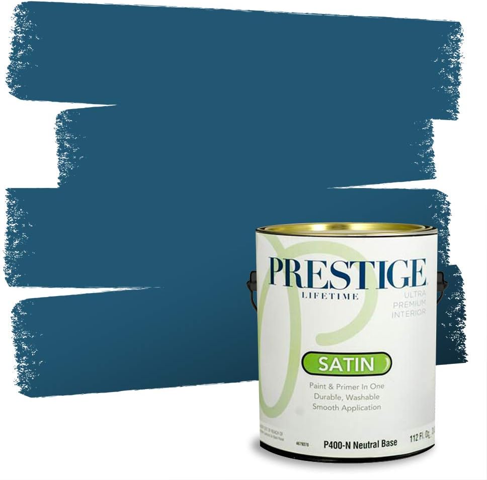 Prestige Paints E400-P-SW6506 Exterior Paint and Primer in One, 1-Gallon, Satin, Comparable Match of Sherwin Williams Vast, 1 Gallon, SW45-Vast Sky