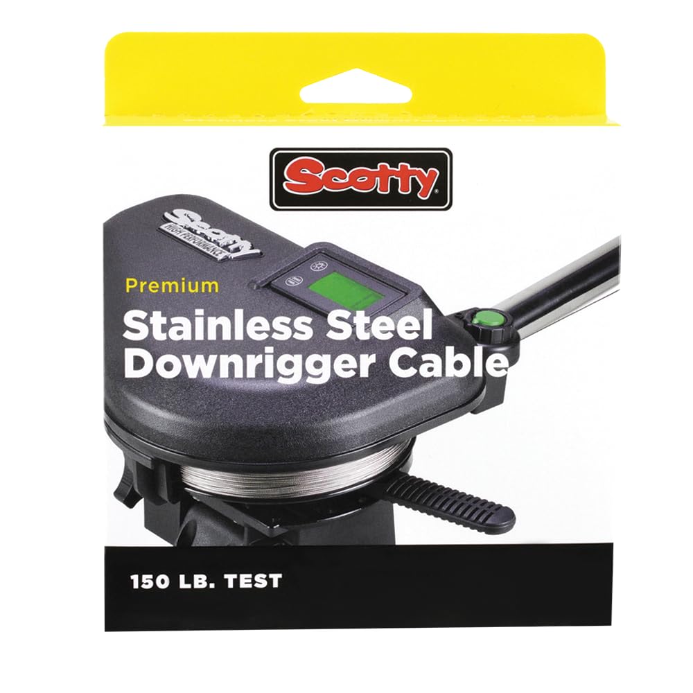 Scotty #1001K Premium Stainless Steel Replacement Downrigger Cable with Kit (300 Feet), Small, black | 300 Feet, Includes Terminal Fasting Kit