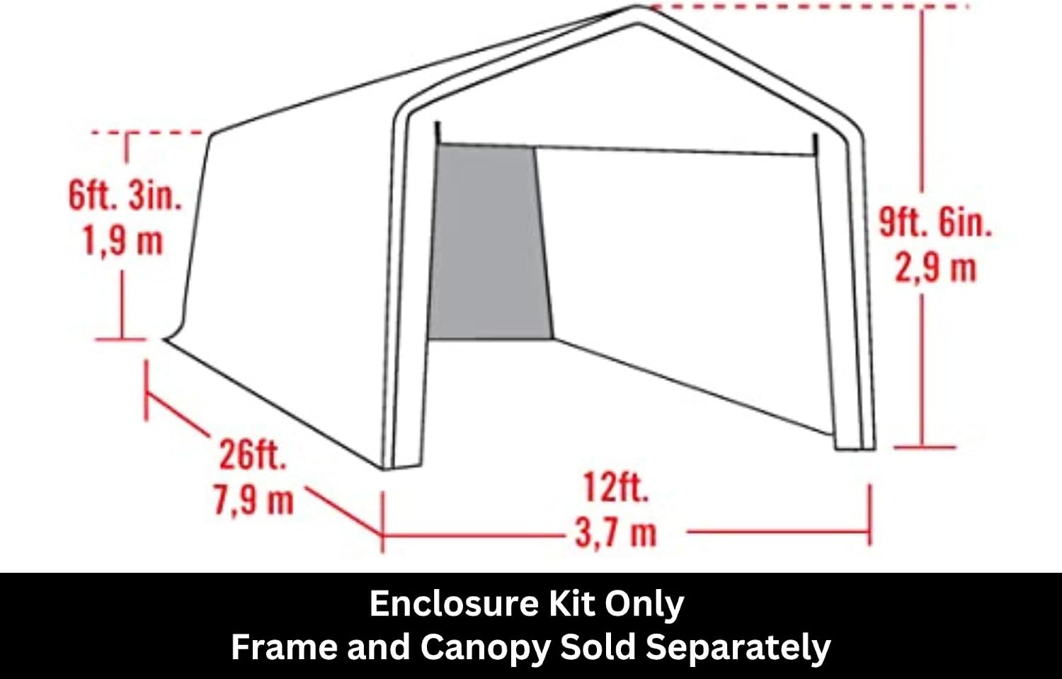 ShelterLogic SuperMax Canopy Enclosure Kit, 12 x 26 ft. (Frame and Canopy Sold Separately)