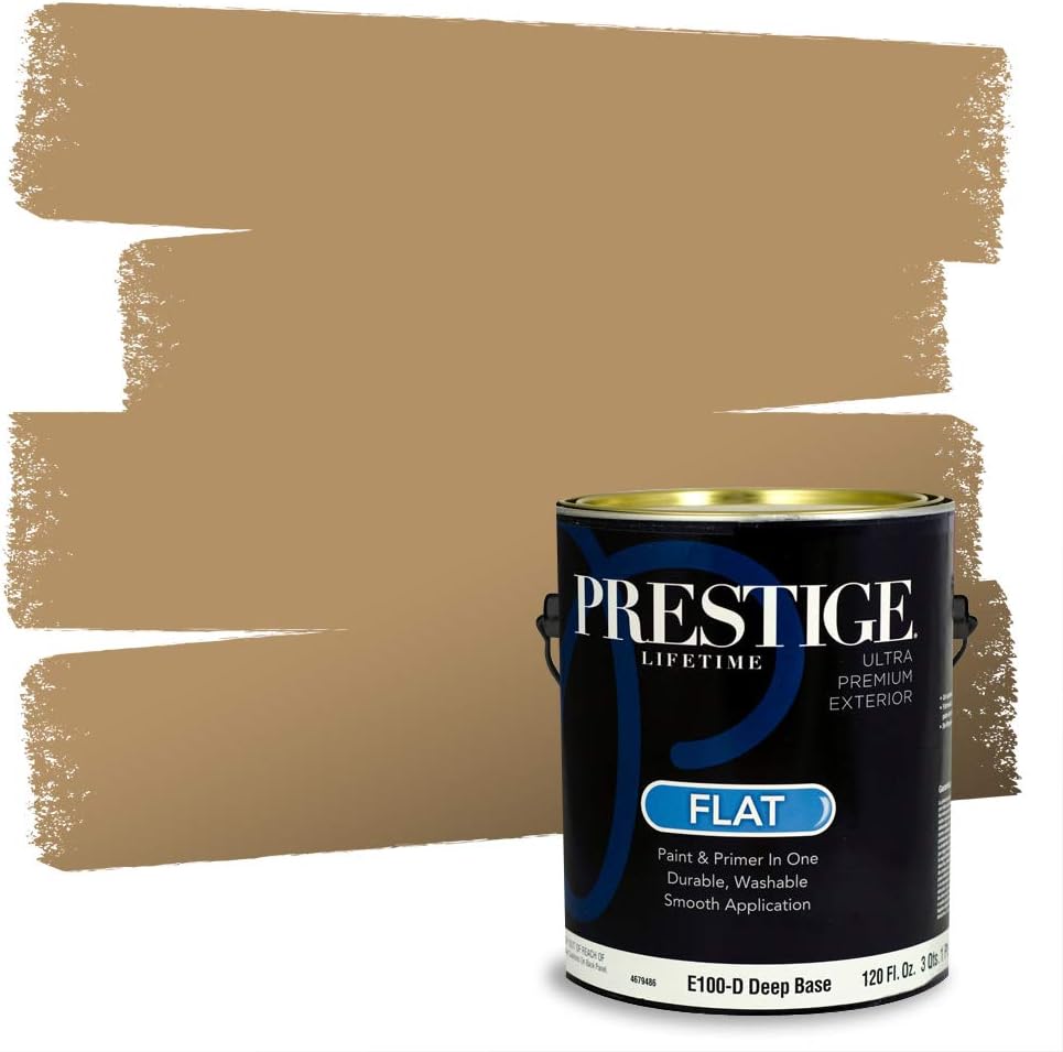 PRESTIGE Paints Exterior Paint and Primer In One, 1-Gallon, Satin, Comparable Match of Sherwin Williams* Relaxed Khaki*