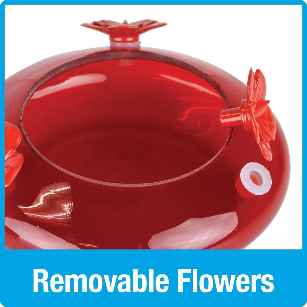 Nature's Way Bird Products MHF4 Hand Blown Garden Top Fill Hummingbird Feeder, 16 oz Capacity, Red