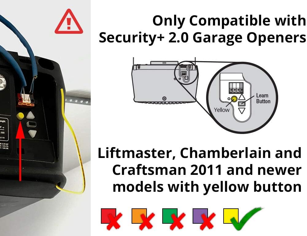 LiftMaster 883LMW Wall-Mounted Wired Push Garage Door Opener and Doorbell Button with Light Button - Compatible only with Security+ 2.0 Garage Door