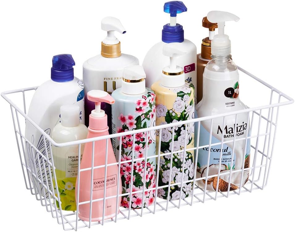 SANNO 15.7" Freezer Baskets Wire Storage Baskets Bin Organizer Food, Kitchen, Basket Organizers Bins for Home, Bathroom, Closet Organization, white