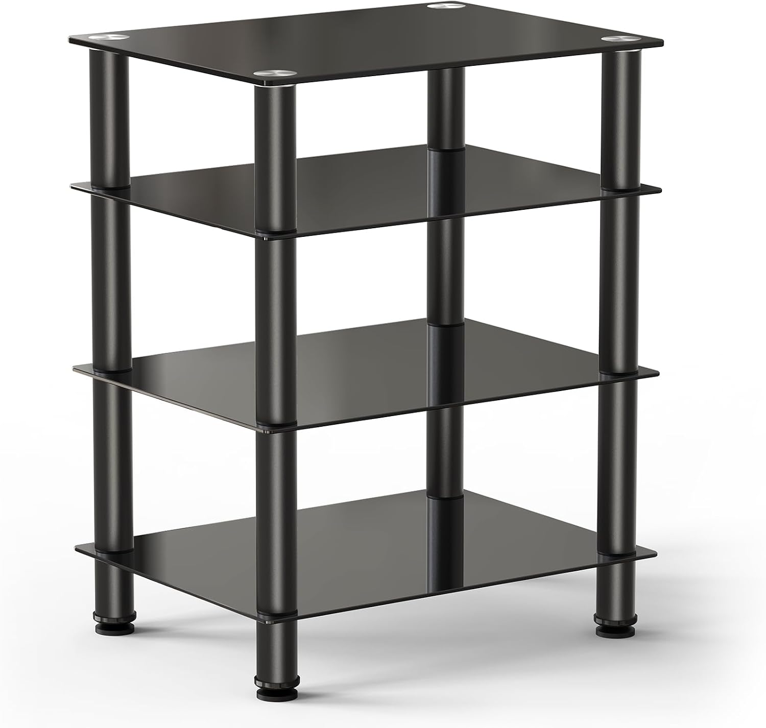 FITUEYES AV Component Media Stand Audio Rack 4-Tier Entertainment Shelves TV Stand for Video Components, Stereo Equipment, Gaming Consoles, Black
