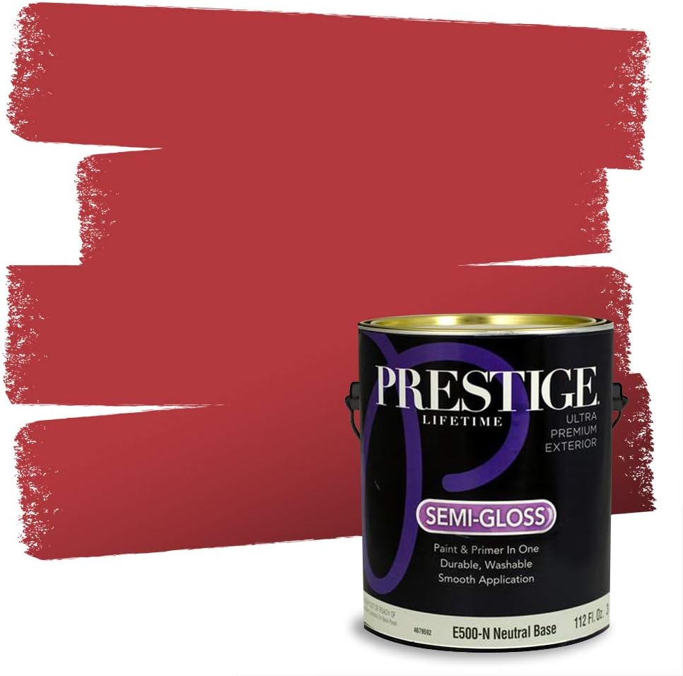 PRESTIGE Paints Exterior Paint and Primer In One, 1-Gallon, Satin, Comparable Match of Sherwin Williams* Real Red*