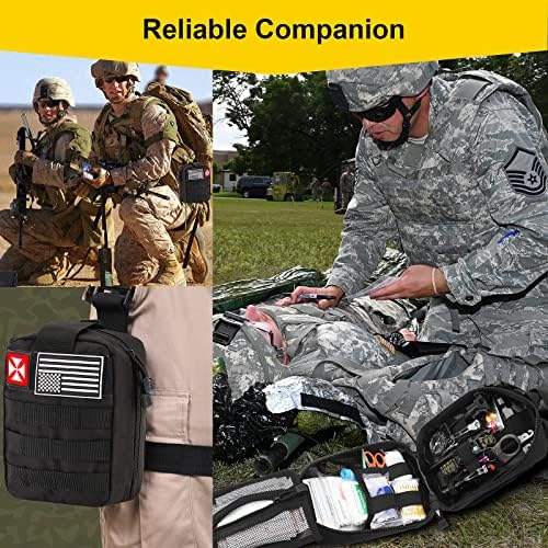 Survival First Aid Kit, 248PCS Survival Tools Camping Essentials Tactical Gear Emergency Trauma Medical Supplies Packed in a MOLLE Pouch, Saber Card