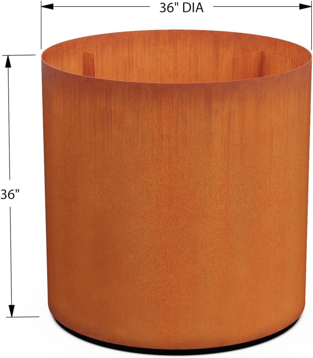 Plantercraft Large Round Planters for Outdoor Plants - 24 Inch Corten Steel Planter for Patio