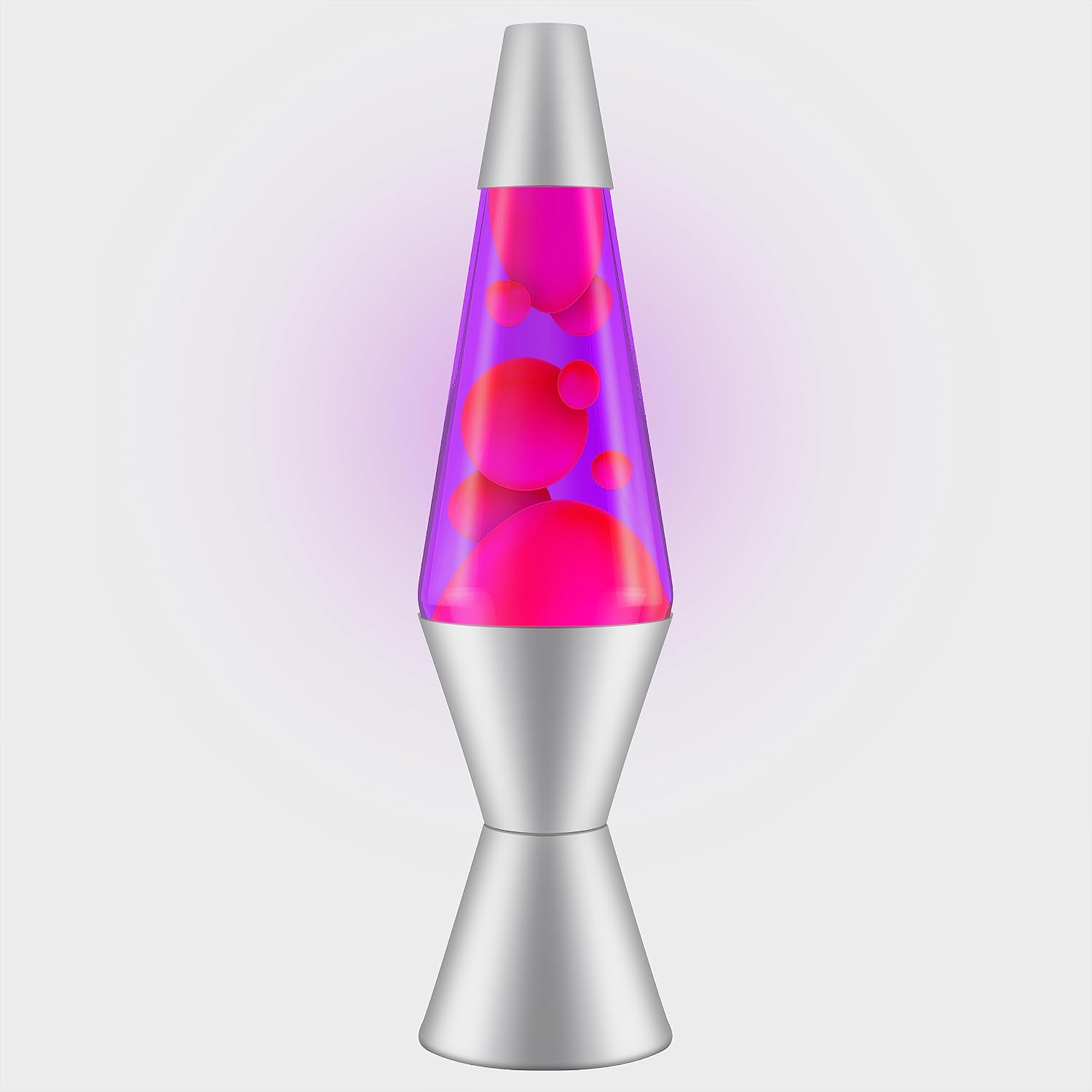 14.5-Inch Silver Base Lava Lamp with Purple Wax in Blue Liquid - 2118