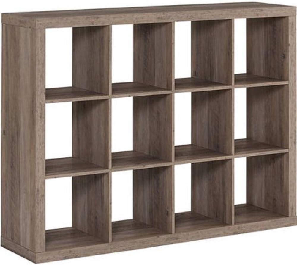 Better Homes and Gardens.. Bookshelf Square Storage Cabinet 4-Cube Organizer (Weathered) (White, 4-Cube) (Rustic Gray, 12-Cube)