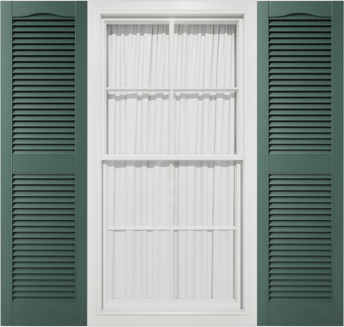 Mid America 00011455002 Standard Size Cathedral Top Center Mullion, Open Louver Vinyl Shutter, w/Installation Shutter-Lok's & Matching Screws (Per Pair), 002, 14 1/2"W x 55"H, Black