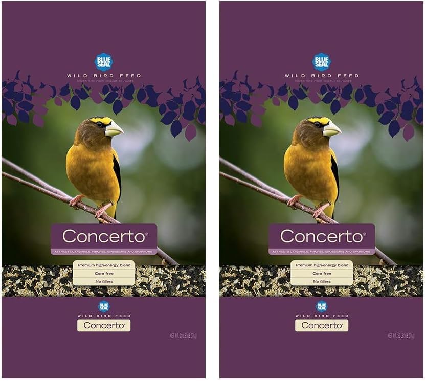 Blue Seal Concerto Wild Bird Seed | Premium High-Energy Blend | No Fillers, Corn-Free | Attracts a Wide Variety of Wild Outside Birds | Convenient Shell-Free Mix | Made in USA | 20 Pound Bag