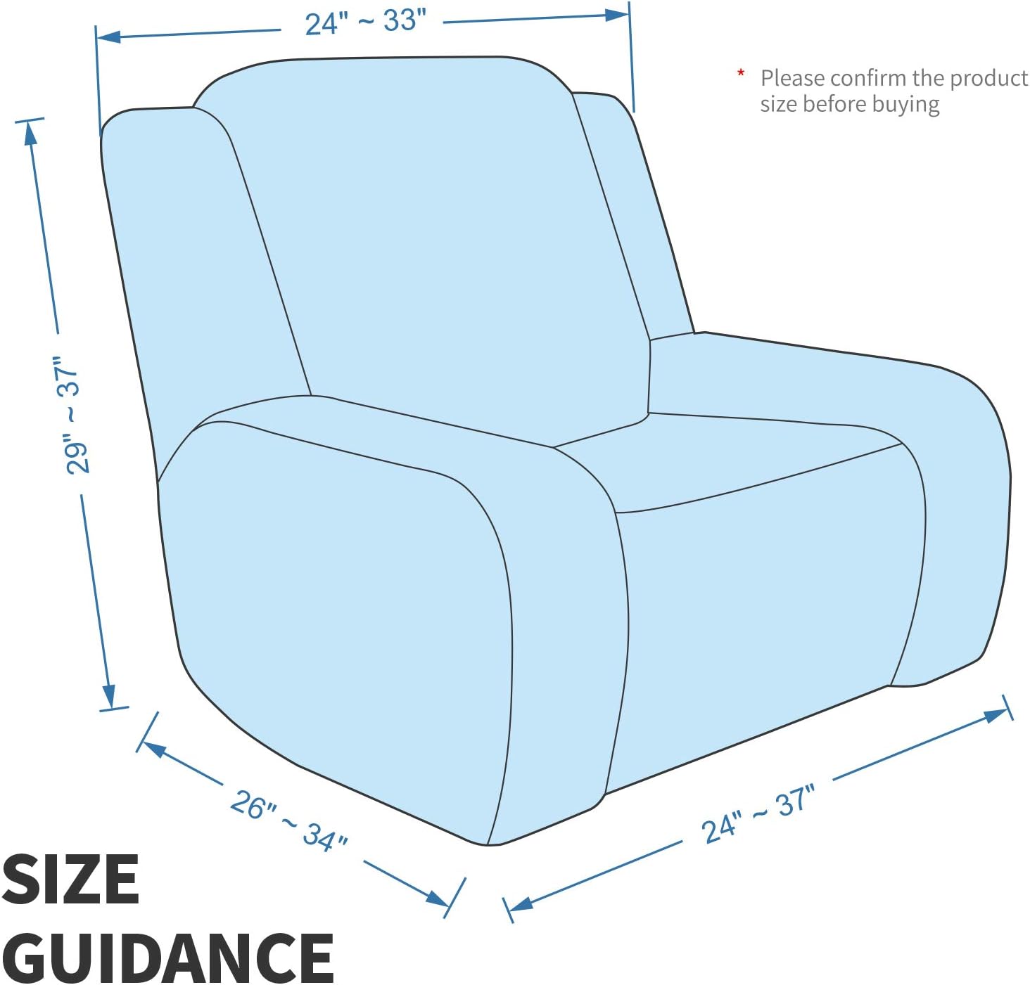 MAXIJIN Latest Recliner Slipcovers for Living Room 4 Pieces Stretch Jacquard Recliner Chair Cover Soft Fitted Recliner Protector with Elastic Bottom