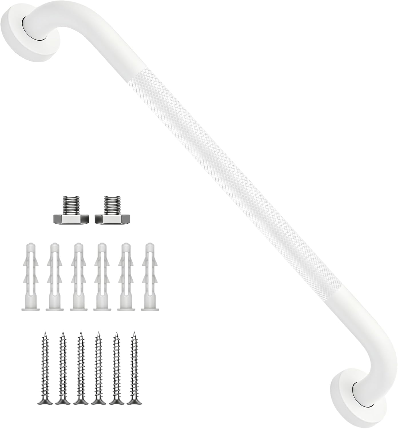 12 Inch Shower Grab Bar 1.25" Dia,Brushed Nickel Anti Slip Bathroom Grab Bar, 304 Stainless Steel Knurled Handicap Grab Bars, Safety Support Handrail,Bath Shower Handle for Elderly Injury Senior