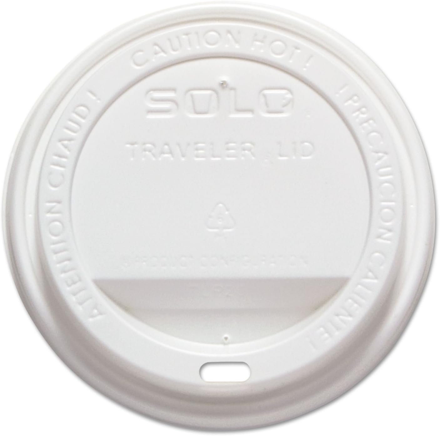 SOLO Cup White Traveler Drink-Thru Lid. Fits 10 Ounce Squat and 12, 16, 20 and 24 Ounce Solo Brand Hot Beverage Cups. 100 Pack