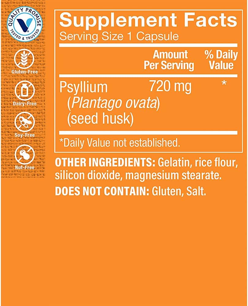 The Vitamin Shoppe Psyllium Husks Plantago Ovata Fiber Supplement (300 Capsules)